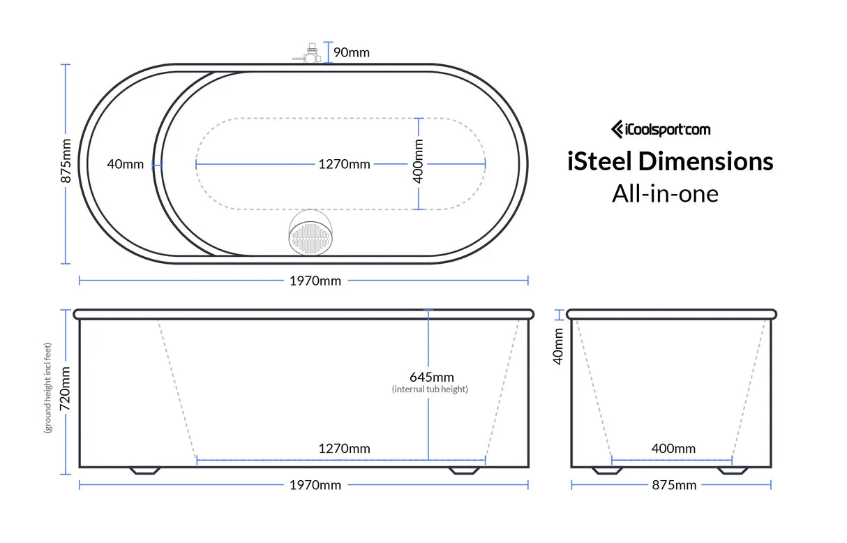 iSteel All-In-One Cold Plunge Tub — Stainless Steel & Cedar-iCool Sport