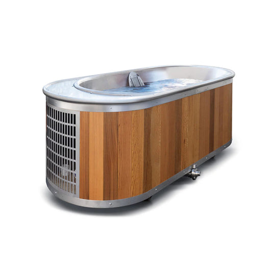 iSteel All-In-One Cold Plunge Tub — Stainless Steel & Cedar-iCool Sport